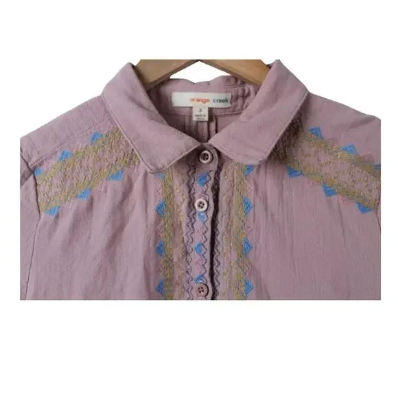 Orange Creek Mumu Dress Size Small Pink Lined w/ Pockets Embroidery Grandmacore - Picture 5 of 7